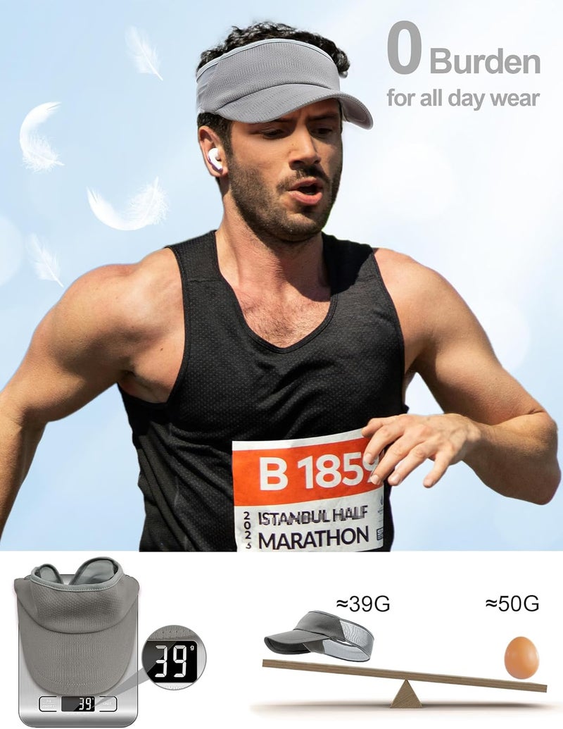 vidsel Sport Sun-Visor Hat Men Women Summer UV Protection, Lightweight Cooling Golf Running Tennis Sweat-Band Cap - Image 4
